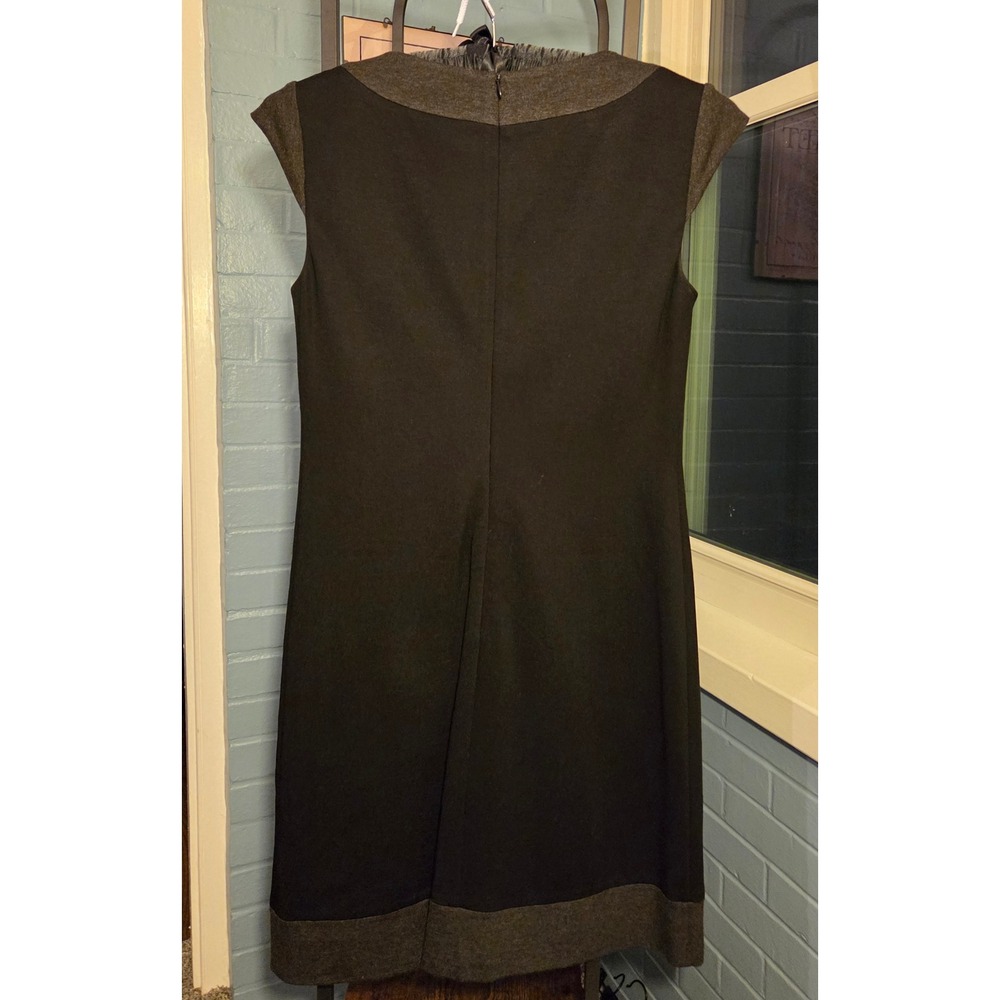 Trina Turk Black Dress Sheath Career Gray Trim Sleeveless Size 2 - Picture 7 of 9